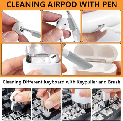 20 in 1 Multifunctional Cleaner Kit fit for Electronic Devices, Keyboard Cleaning Kit, Versatile Computer Screen Cleaning Brush Tool for Smartphone,Earbuds Camera Monitor Tablet (Black)