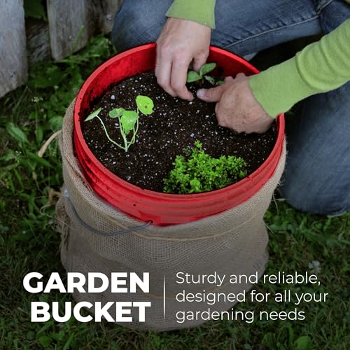 5-Gallon Red Bucket Pail Container with Lid | Metal Handles with Plastic Grip | Multi-Use | Easy Stack and Store | Heavy-Duty, Approx 90 MIL, Extra Durable | Food Grade | BPA Free - 1 Pack - color: Red, size: 1 Pack