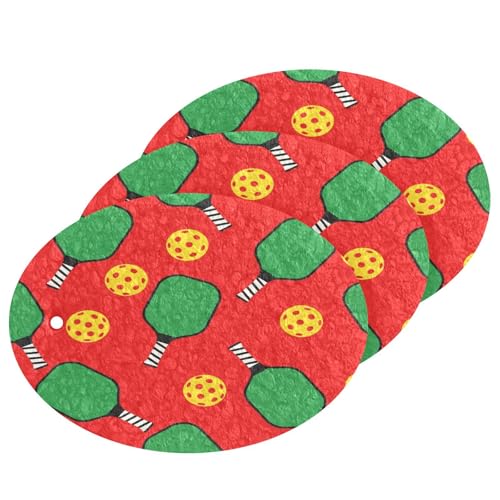 Pickleball Theme Cartoon Dish Scrub Sponges Kitchen Non Scratch Reusable Compressed Cellulose Sponge Hanging for Household Cleaning Washing Dishes Pots and Pans 3 Pack - color: Pattern3