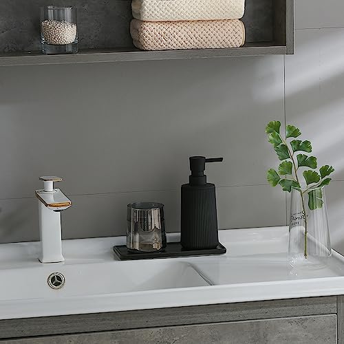 Small Soap Dispenser for Bathroom and Kitchen, Modern Farmhouse Striped Style Plastic Hand Soap Dish Soap Dispenser with Pump Matte Black - color: Black