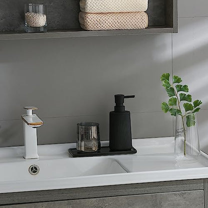Small Soap Dispenser for Bathroom and Kitchen, Modern Farmhouse Striped Style Plastic Hand Soap Dish Soap Dispenser with Pump Matte Black - color: Black