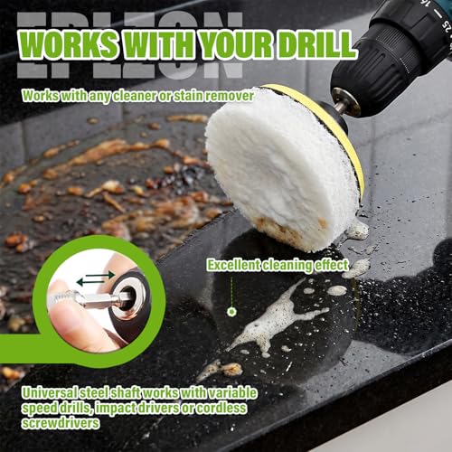 4 Inch Drill Brush Scrub Pads Cleaning Kit, 5X Faster Cleaning, Reusable Double Sided Scrub Pad for Bathroom Shower Tub Tile Grout Kitchen Toilet Hard Surfaces, 9 Pack(White) - color: White