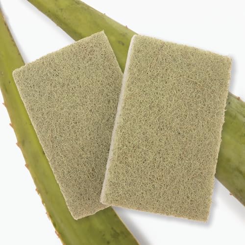 Full Circle Heavy Duty Scrubber Sponge – Robust Agave Leaf & Plastic-Free Cellulose – Dual-Sided Dish Sponge for Cast Iron, Grill Grates & Oven Racks, 2 Pack - size: Agave Sponge 2pk