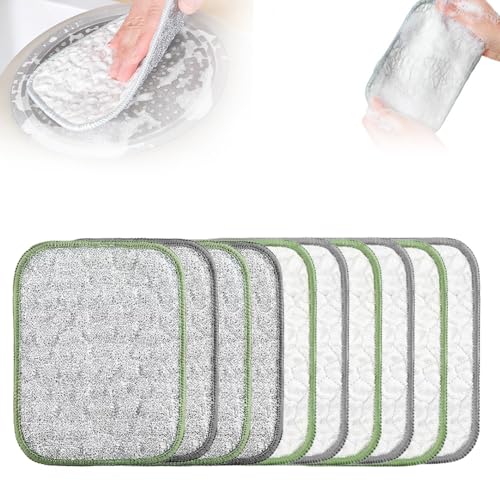 Multipurpose Wire Dishwashing Rags, 2025 New Wire Dishwashing Rags for Wet and Dry, Non Scratch Dishcloth Rag, Reusable Metal Scrubbing Pads Sponge Cloths for Kitchen Cleaning (10)