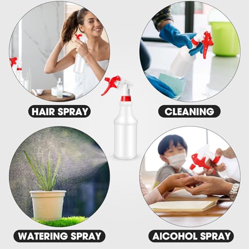 Gerrii 12 Pcs Plastic Spray Bottles with Adjustable Nozzle and Label for Cleaning 24 oz Anti Leak HDPE Spraying Bottles Empty Water Squirt Bottle (Red) - color: Red