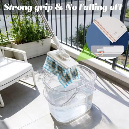 Grip Mini Mop, Hands Free Flat Mop with 1-Second Cloth Change, 360° Rotating Head for Walls, Floors, Windows, Corners. Cloth-Changing Mini Cleaning Tool with 10 Reusable Microfiber Cloth