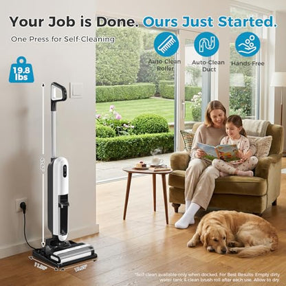OLIXIS Wet Dry Vacuum Cleaner, Cordless All-in-One Vac Mops, Vacuum Mop with Self-Cleaning System, Dual Water Tank Design, Tangle-Free Brush, Dual-Edge Cleaning, 35-Min Runtime - color: White