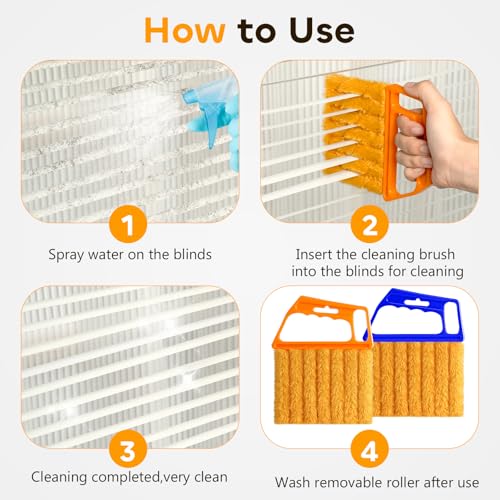 2 Pcs Blind Cleaner Duster Tool,Blind Dusters for Cleaning,Cleaning Brush,7 Finger Dusting Cleaner Tool for Window & Air Conditioner,Window Blinds Cleaner Microfiber Washable - style: 2 Pack
