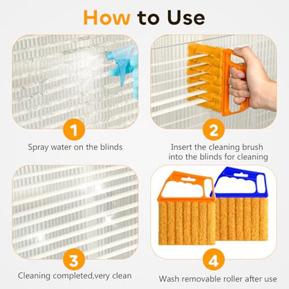 2 Pcs Blind Cleaner Duster Tool,Blind Dusters for Cleaning,Cleaning Brush,7 Finger Dusting Cleaner Tool for Window & Air Conditioner,Window Blinds Cleaner Microfiber Washable - style: 2 Pack