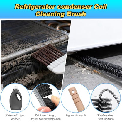 Palksky Refrigerator Coil Cleaning Brush Set, Fridge Radiator Brush & Condenser Coil Cleaning Brush for Dust Removal, Crevice Gap Cleaning Tool for Tight Spaces (5-Pack) ﻿