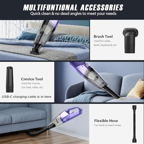 Handheld Vacuum Cordless — 3-In-1 Hand Held Vacuum Rechargeable With 8KPa Suction, Lightweight 1.7 Lbs Handheld Vac, Quick Dust Removal & Cleaning Tool With Accessories Storage For Car, Kitchen & Home