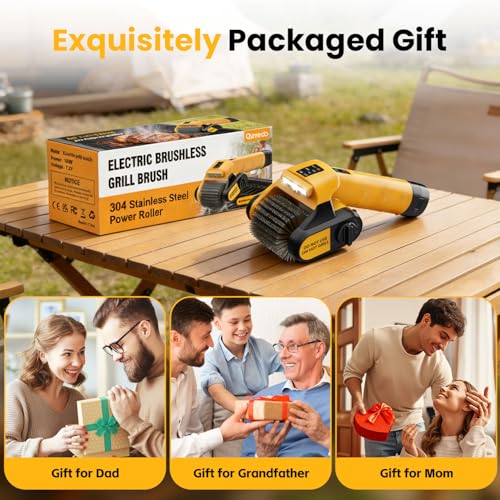 5000mAh 350 Mins Runtime Electric Rotary Grill Brush G2, 800RPM Powerful Outdoor Automatic Grill Cleaning Brush, 304 Stainless Steel No Bristle Shedding Cordless BBQ Cleaner