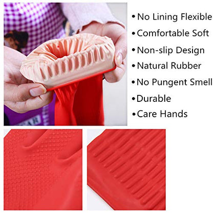 Rubber Cleaning Gloves Kitchen Dishwashing Glove 6-Pairs,Waterproof Reuseable.(Medium) - size: Medium (Pack of 6)