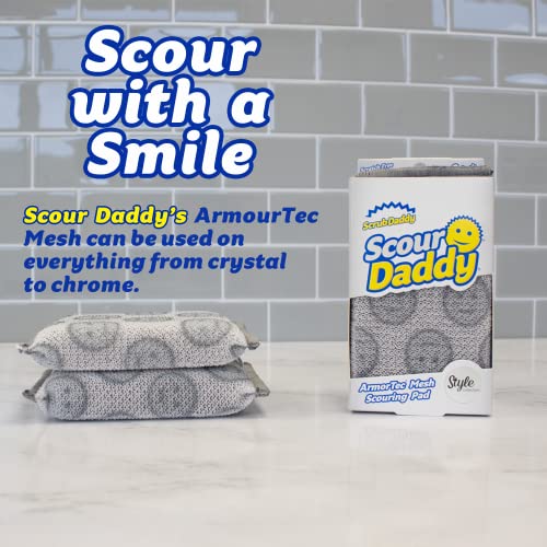 Scrub Daddy Scour Daddy Style, Scourers Non Scratch Scrubbing Sponge, Scouring Pads, Kitchen Sponges for Dishes, Dishwashing Pan Scrubber, Cleaning Supplies, Dish Sponges for Washing up, Pack of 2 - size: 2 Count (Pack of 1)