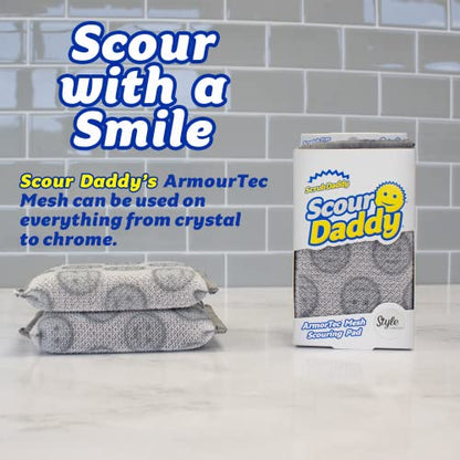 Scrub Daddy Scour Daddy Style, Scourers Non Scratch Scrubbing Sponge, Scouring Pads, Kitchen Sponges for Dishes, Dishwashing Pan Scrubber, Cleaning Supplies, Dish Sponges for Washing up, Pack of 2 - size: 2 Count (Pack of 1)