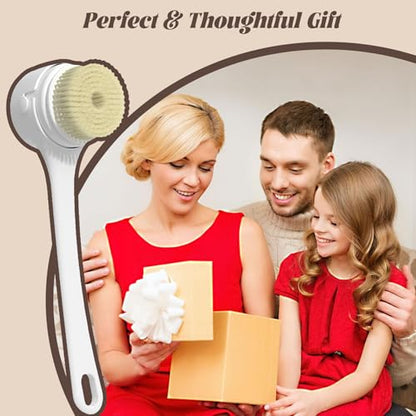 Electric Body Brush, 3 Speed Silicone Body Scrubber with LCD Display, 5in1 Back Scrubber for Shower, Waterproof Rotating Body Brushes, Rechargeable Bath Brush for Clean Exfoliate Massage (White) - color: White