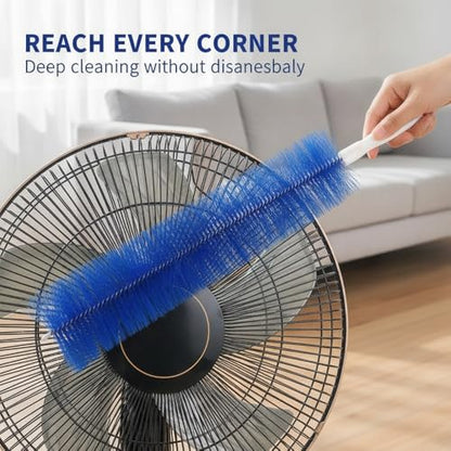Fan Cleaner Brush, Bendable Microfiber Fan Duster, Reusable Fan Cleaning Brush for Ceiling Fans, Air Vents, Blinds, Curtains, Car Vents & Household Cleaning (3, Blue) - color: Blue