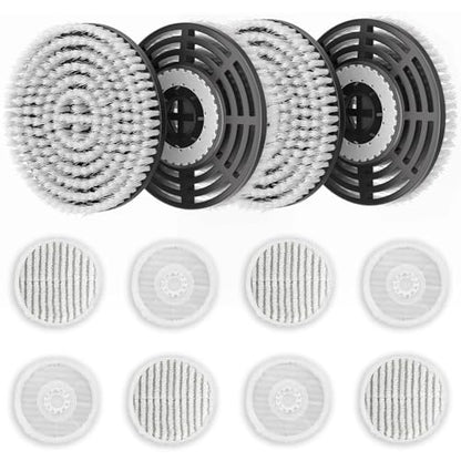 Leemone Steam & Scrub Mop Replacement Pads Kit for Shark S8001 S8201 S8002BRN S7001 S7201, Heavy Duty Scrub & Daily Clean Bundle, Washable Reusable (4 Brush Heads + 8 Microfiber Pads Refills) - color: S7000 (4+8)