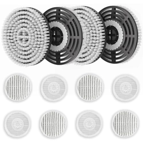 Leemone Steam & Scrub Mop Replacement Pads Kit for Shark S8001 S8201 S8002BRN S7001 S7201, Heavy Duty Scrub & Daily Clean Bundle, Washable Reusable (4 Brush Heads + 8 Microfiber Pads Refills) - color: S7000 (4+8)