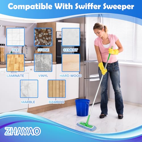 6 Pack Reusable Microfiber Mop Pads Compatible with Swiffer Sweeper, Dry Sweeping Cloths & Wet Mopping Cloths, Washable Mop Pads for Surface/Hardwood Floor Cleaning - color: Azure 6 Pack
