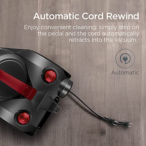 Eureka Bagless Canister Vacuum Cleaner, Lightweight Vac for Carpets and Hard Floors, Red, Whirlwind NEN110D - color: Red