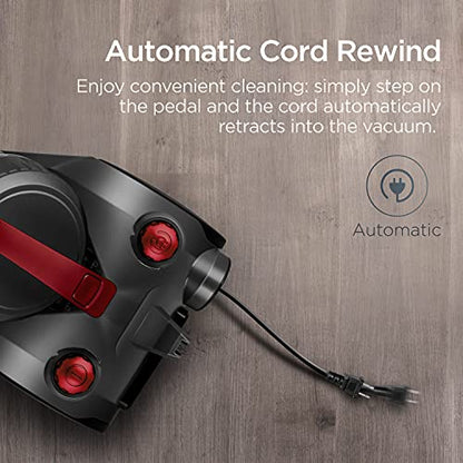 Eureka Bagless Canister Vacuum Cleaner, Lightweight Vac for Carpets and Hard Floors, Red, Whirlwind NEN110D - color: Red