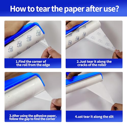 9.84" Large Extra Sticky Lint Roller, 58.3" Long Handle Lint Remover with 7 Rollers for Clothes, Cat Dog Pet Hair, Furniture, Couch, Carpet, Floor，Painted Wall Cleaner Mop Dust Cleaning