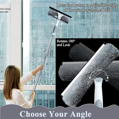 Professionalism Window Cleaner Tool for Windows Cleaning, Window Washing Kit with Streak-free Squeegee & Rotating Head, Extendable Glass Clean Extension Pole for Outdoor(1-1.95m/3.3-6.4ft+Cloth(3 PCS) - size: 1-1.95m/3.3-6.4ft+Cloth(3 PCS)