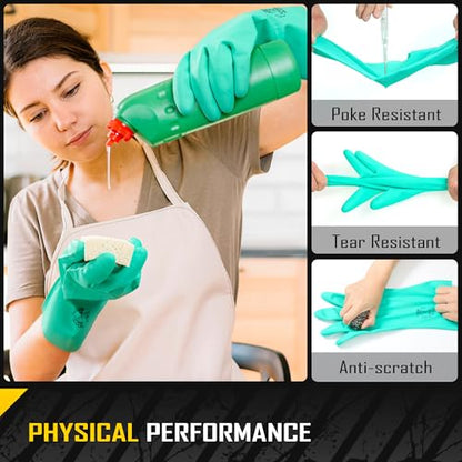 COOLJOB 18 Mil Chemical Resistant Nitrile Gloves 13" Long, Resist Household Acid, Alkali, Solvent and Oil, Latex Rubber Free - size: Medium, style: Pack of 3