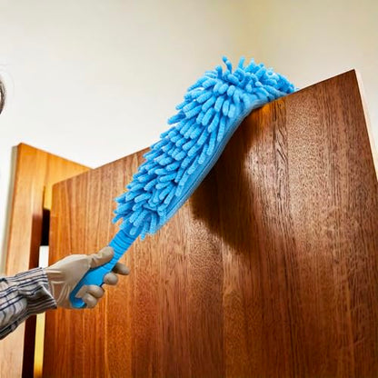22" Flexible Wand Duster with Microfiber & Chenille Sleeve - Bendable, Washable, High-Reach Dusting for Ceiling Fans, Walls, Cabinets & More - Compatible with Extension Poles