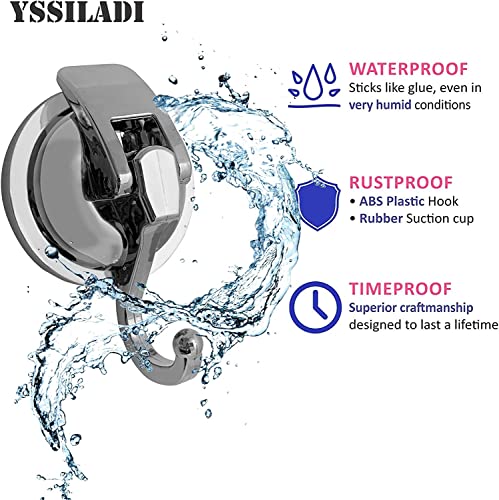 Suction Cup Hooks - Heavy Duty Glass, Reusable, No Hole Punched, for Bathroom Robe & Garland (Silver, 4 Pack) - color: Silver, size: 4 Pack