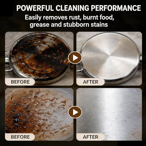 2PCS Rust Remover Sponge, Abrasive Cleaning Block for Burnt Pots and Pans, Reusable Wet & Dry Sanding Sponge for Kitchen Sink Metal Surface Cleaning