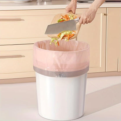 Drawstring Trash Bags Extra Thick and Durable, Large Kitchen Waste Bags for Home Use, Portable Garbage Bags with Handles, Pink, 50 Count