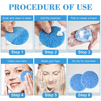 50-Count Facial Sponges Compressed Natural Cellulose Sponge Round Shape Face Sponge for Face Cleansing Exfoliating and Makeup Removal, Mixed Color - color: 50- Pack Mixed