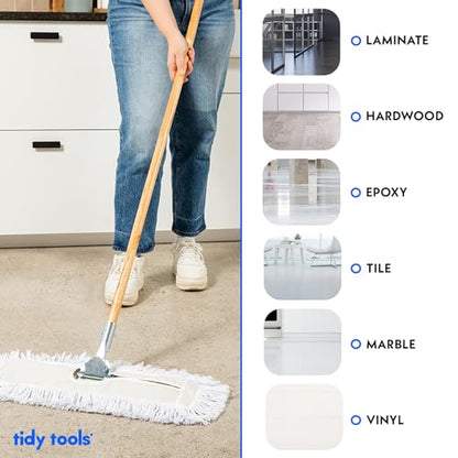 Commercial Dust Mop – 18 Inch Floor Sweeper for Hardwood, Reusable Cotton Mop Head, Extendable Handle, Dry Mop for Floor Cleaning & Janitorial Supplies - size: 18x5 Inch (Pack of 1)