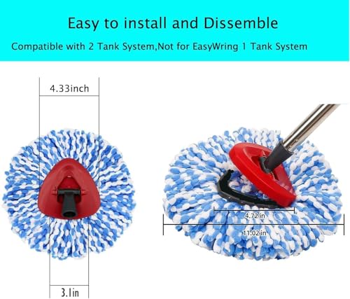 12 Pack Spin Mop Replacement Heads Compatible with Ocedar RinseClean 2 Tank System,Microfiber Mop Refill Heads for O Cedar Cleaning All Hard-surfaced Floor