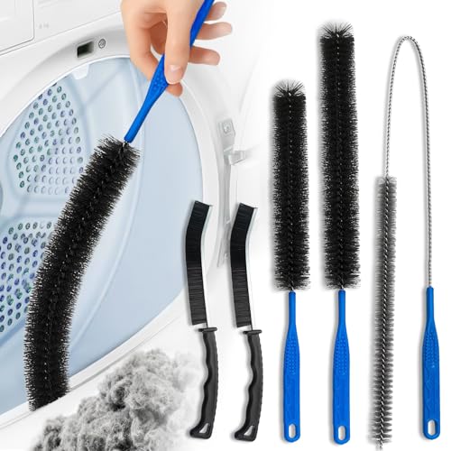 5 Pack Dryer Vent Cleaner Kit, Extra Long Flexible Brushes for Lint, Pet Hair & Dust, Refrigerator Coils, Home Washers, Sinks & Drains - color: Black