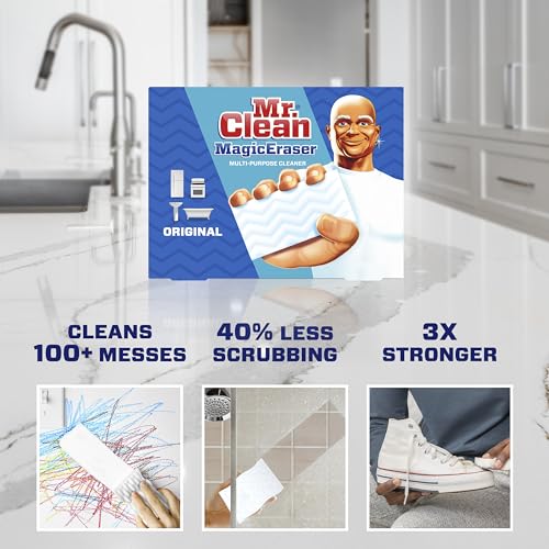 Mr. Clean Magic Eraser Original Cleaning Pads, Multi Purpose Cleaner, Bathroom Cleaning Supplies, All Purpose Cleaner, White, 6 Count
