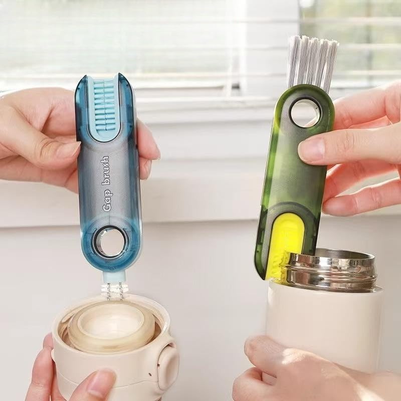 Three-in-One Cup Lid Cleaning Brush, Multipurpose Crevice and Bottle Cleaning Brush, Cleaning Supplies, Home Kitchen Crevice Cleaning Tool, Gray - color: Gray