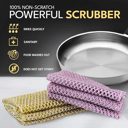 The Crown Choice Heavy Duty Non-Scratch Dish Scrubbers for Cleaning Dishes & Pots (6Pcs) - Replace Kitchen Sponges for Dishwashing with Our Scouring Pads - Try Our Alternative Dish Washing Scrub - color: 3pk Scourer (6pcs)