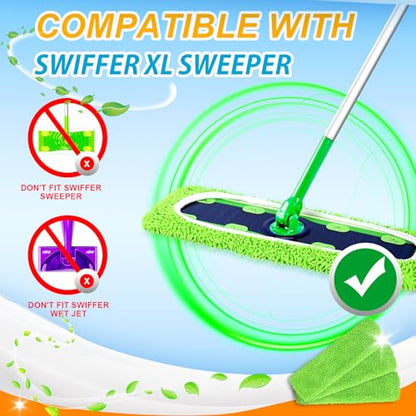 Reusable Microfiber Pads for Swiffer XL Mop - 2 Pack XL Dry Sweeping Cloths & Wet Pads Refills - X-Large Heavy Duty Mopping Cloths for Floor Mopping and Sweeping (Mop is Not Included) - color: 2 Pack (Green)