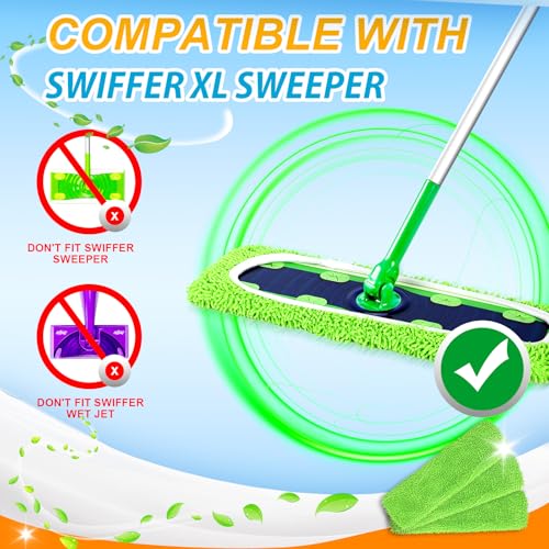 6 Pack XL Reusable Microfiber Mop Pads for Swiffer XL Mop - Dry Sweeping & Wet Mopping Cloths for Floor, Wall & Window Cleaning - color: 6 Pack (Green)