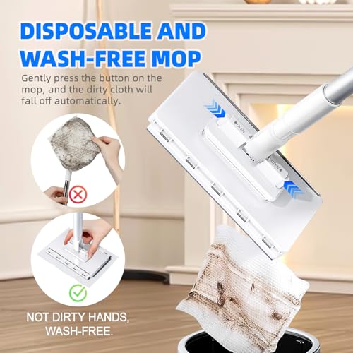 Snap On Mini Mop with 39in Handle —INWEJIA Zero-Touch Gap Dust Cleaner & Hands-Free Locking Head, Disposable Lazy Mop Wet and Dry for Kitchen Bathroom Toilet Corners Window Wall Cleaning - size: Mini Mop