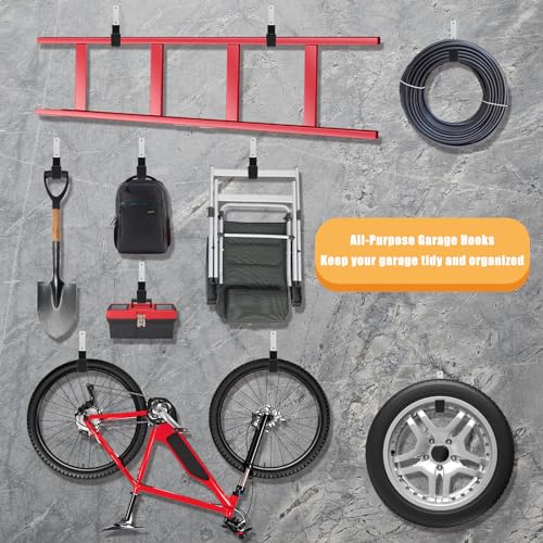Heavy Duty Utility Hooks for Storage Wall Mount,Garage Wall Hooks for Hose, Bike, Ladder, Chainsaw, Leaf Blower Hanger (8 Small) - size: 8 Small