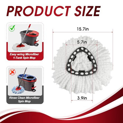 10 Pack Spin Mop Refills Head, Mop Heads Replacement for Spin Mop, Washable Microfiber Mop Replace Head Spin Mop, 360°Spinning Micro Replacement Mop Head for Easy House Cleaning Floor Mopping - size: 10-Pack