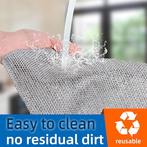 Large Size Non Scratch Steel Wire Dishwashing Rags and Steel Scrubber,Substitute for Steel Wool Scrubbers,Kitchen Cleaning Cloths, Multifunctional Wire Dishcloth for Pots,Pans,Dishs,Flatwarel - size: 11.8"L x 11.8"W