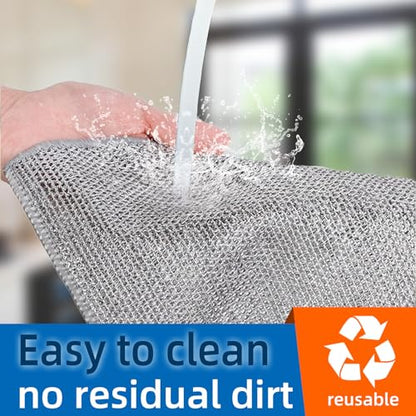 Large Size Non Scratch Steel Wire Dishwashing Rags and Steel Scrubber,Substitute for Steel Wool Scrubbers,Kitchen Cleaning Cloths, Multifunctional Wire Dishcloth for Pots,Pans,Dishs,Flatwarel - size: 11.8"L x 11.8"W