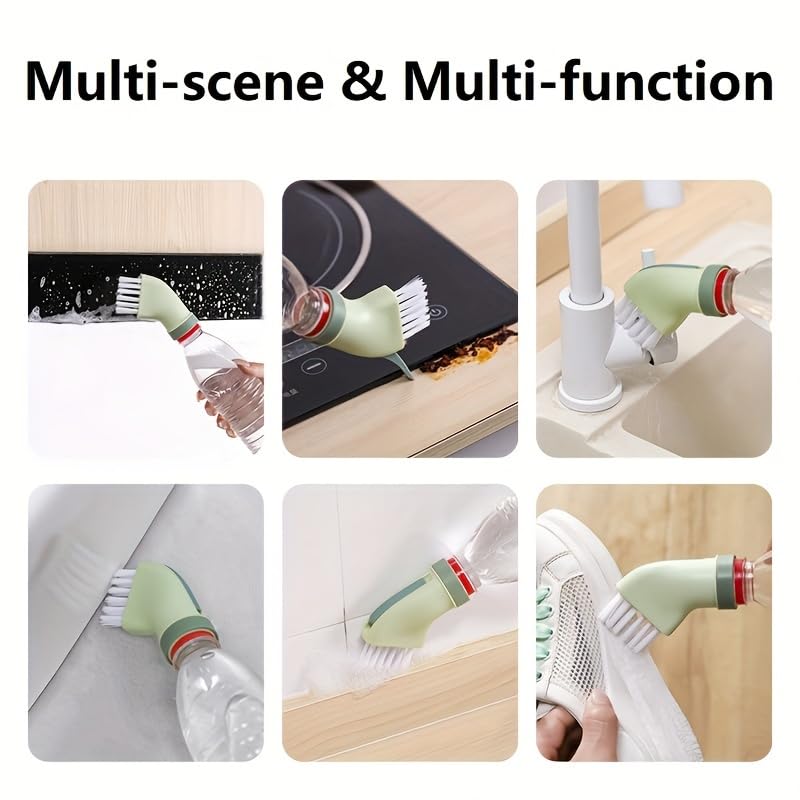 2pcs Hard-to-Reach Gap Brush, Wet and Dry Use, Can Be Attached to a Mineral Water Bottle, Multi-Scene & Multi-Functional Cleaning Brush for Home Use (2pcs Green) - color: 2pcs Green