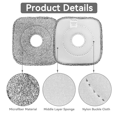 4 Pack Square Reusable Microfiber Mop Pads Fit for True & Tidy Spin Mop, Machine Washable Refill, Super Absorbent and Durable for Deep Cleaning, 9x9 Inch