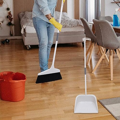 Healifty Broom Heavy Duty Dustpan Broom Set Household Floor Cleaning Tools Broom Dustpan Set 1 Set White - color: Color2